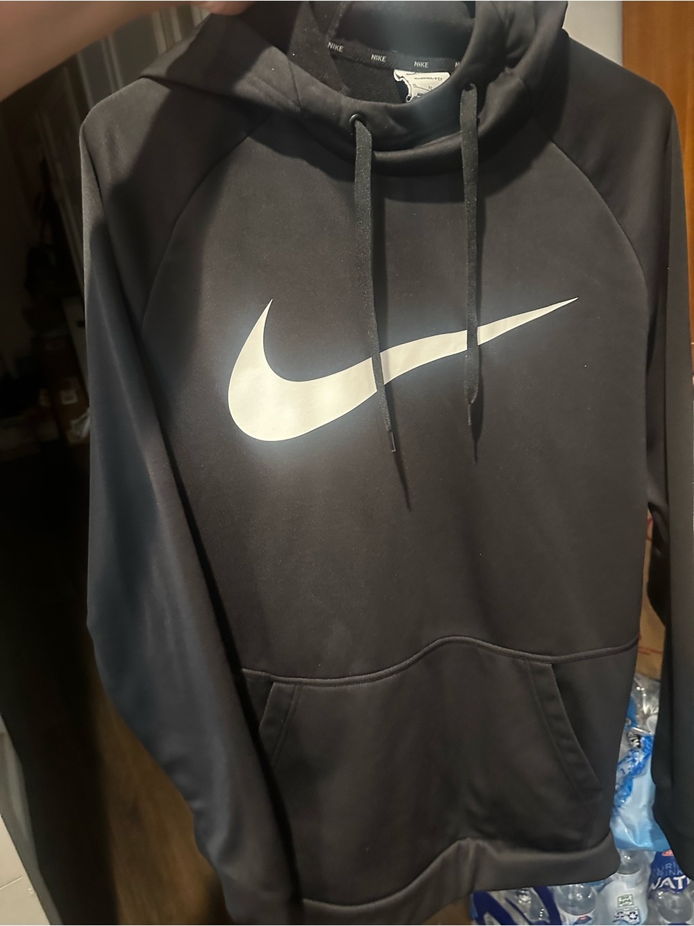 Nike Black Hoodie with White Swoosh Logo